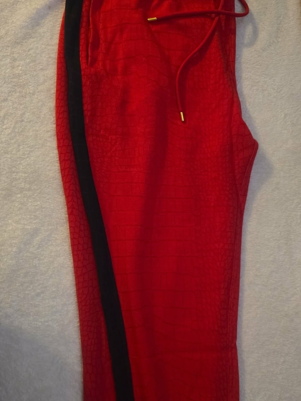 Red cookie joggers With Gold Acents